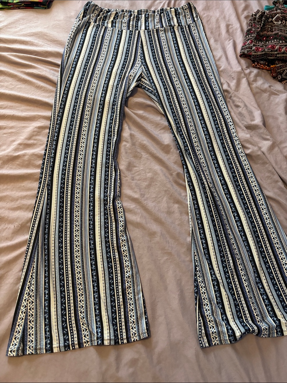 No Boundaries blue Black and Cream Striped Boot Cut Pants